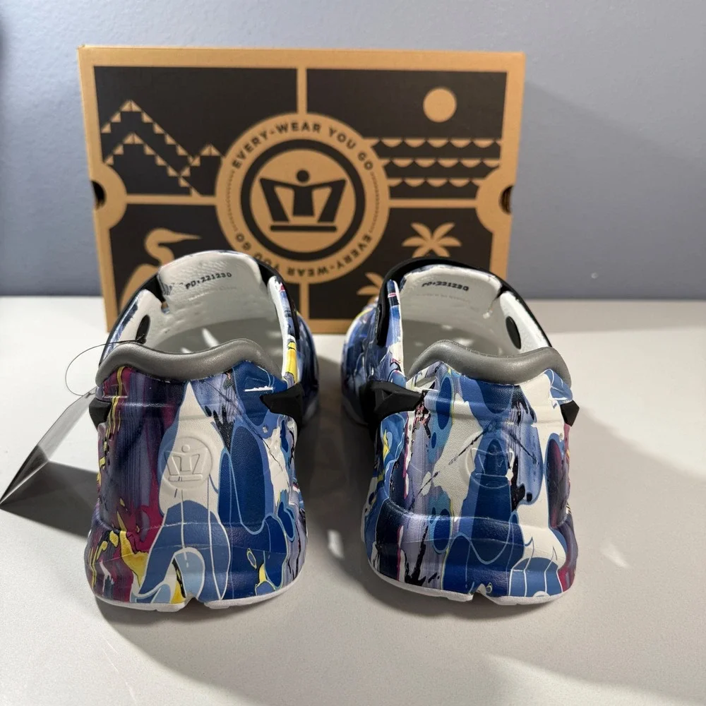 Crosskix Hybrid Shoes Mens Blue Graffiti New Water Every-Wear Clogs‎ Unisex 13